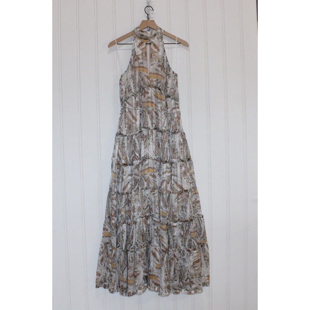 ELLIATT Josephine Maxi Dress S Multi Paisley Halter Tiered Romantic Boho‎ Resort